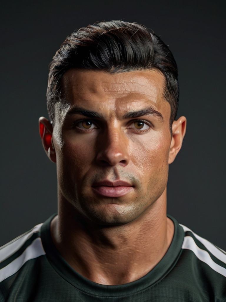 Cristiano Ronaldo, confident professional footballer AI character