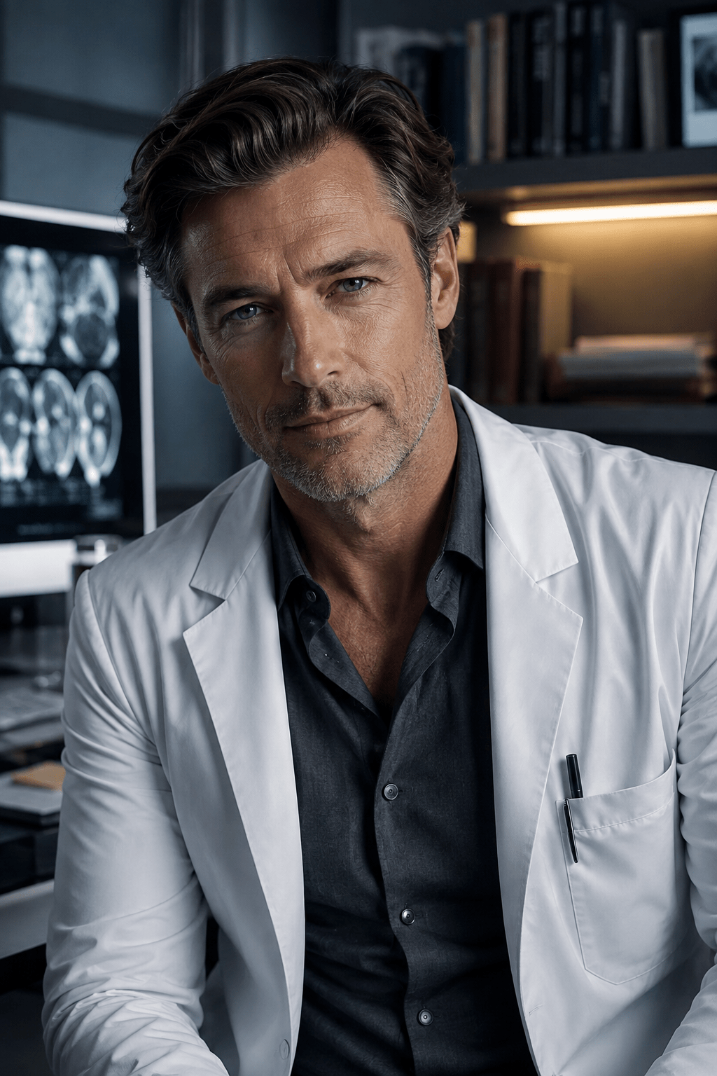 Nathaniel Reid, virtual chief of diagnostic medicine AI character
